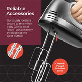 Mueller Electric Hand Mixer, 5 Speed 250W Turbo with Snap-On Storage Case and 4 Stainless Steel Accessories for Easy Whipping, Mixing Cookies, Brownies, Cakes, and Dough Batters Mueller