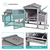 Wooden Chicken Coop with Wheels, Mobile Hen House 80" Outdoor Poultry Cage with Nesting Box Run Suumerpety