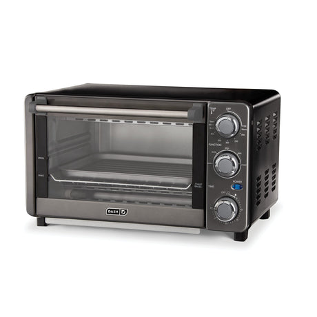 Dash Express Countertop Toaster Oven with Quartz Technology, Bake, Broil, and Toast with 4 Slice Capacity and Pizza Capability – Black DASH
