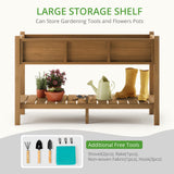 LUE BONA Raised Planter Box with Legs, 47 * 18 * 29 in, Raised Garden Bed with Tools and Storage Shelf, Weather Resistant, 3-Year Warranty, Standing Growing Bed Herb Planter for Vegetable, Brown LUE BONA
