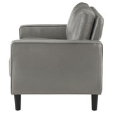 Coaster Home Furnishings - Ruth - Faux Leather - Upholstered Loveseat with Track Arms, Foam-Filled Cushions, and Straight Tapered Legs - Living Room - Gray - 508366 Coaster Fine Furniture