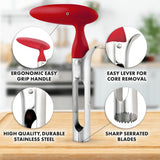 Zulay Kitchen Premium Apple Corer Tool - Ultra Sharp, Stainless Steel, Serrated Blades for Easy Coring - Easy to Use & Clean, Durable Apple Corer Remover for Baking Apples & More - Red Zulay Kitchen