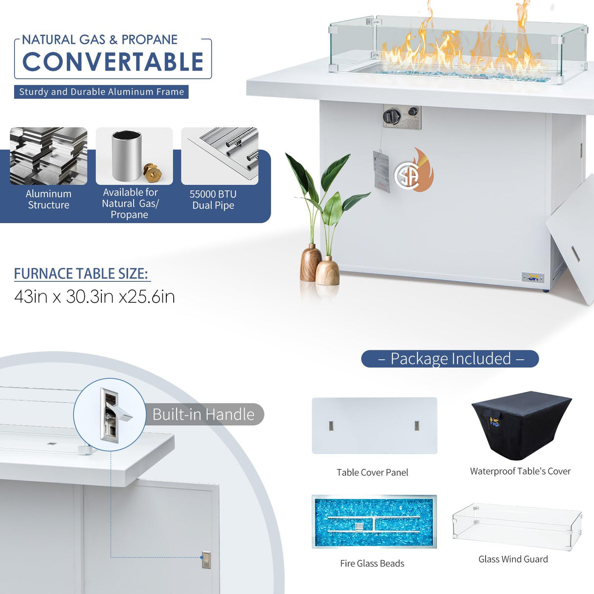 NICESOUL 11 Piece Oversized Luxury Aluminum Outdoor Sectional Sofa with Lounge, Weather Resistant Modular Patio Furniture Set, 500 lbs Heavy Duty Conversation Couch for Poolside Garden, Navy Blue NICESOUL