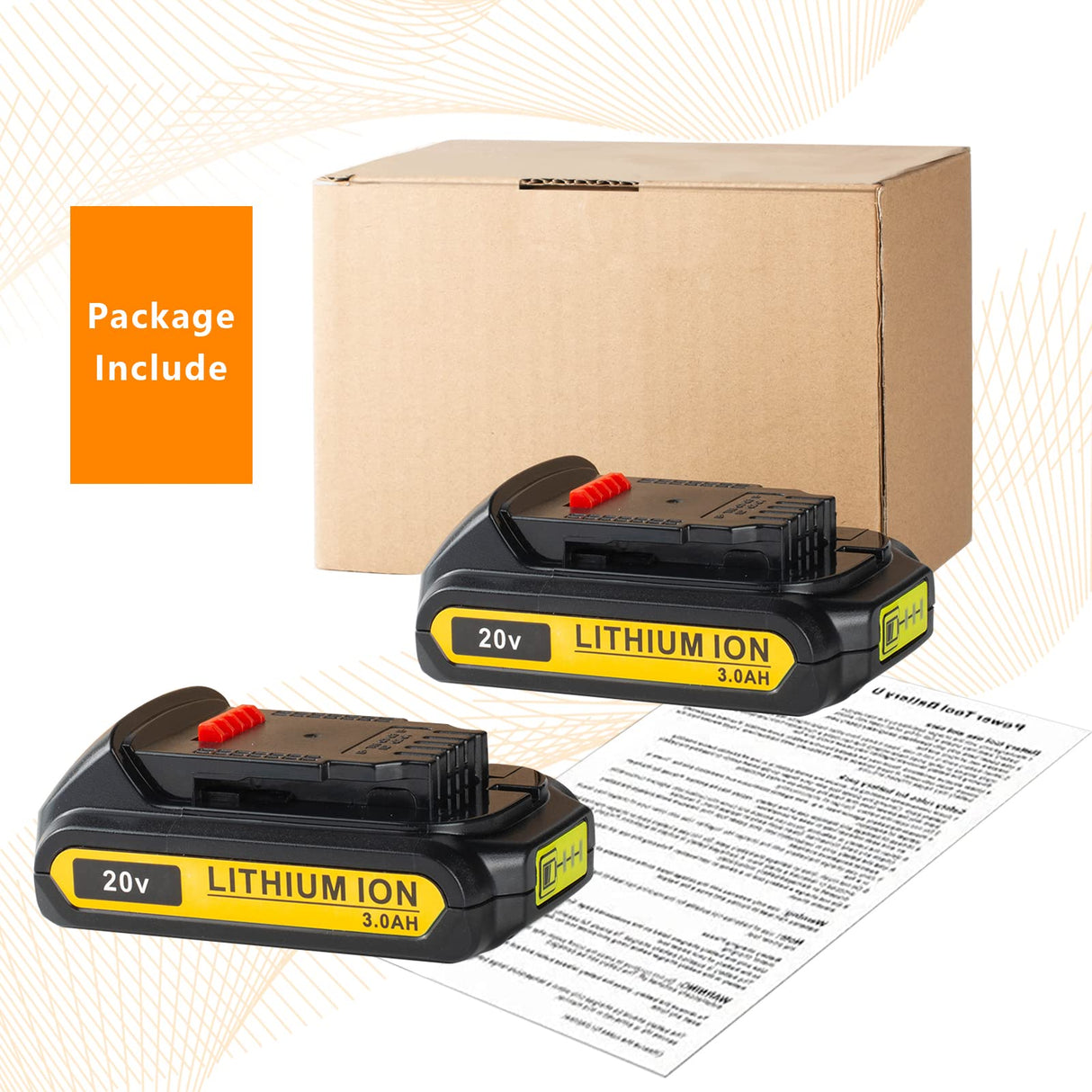 DEWQKI Upgraded 3.0Ah 20V Battery DCB203 Replacement for Dewalt 20V Battery DCB180 DCB200 DCB201 DCB204 DCB206 DCB207 DCD/DCF/DCG Series - Li-ion 2 Pack (DCB203) DEWQKI