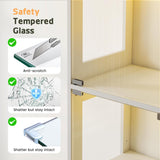 Lamtor 69-Inch Glass Display Cabinet - Adjustable Shelves Display Case, Curio Cabinet with RGB Lighting, for Game Room, Living Room, Bedroom, White Lamtor