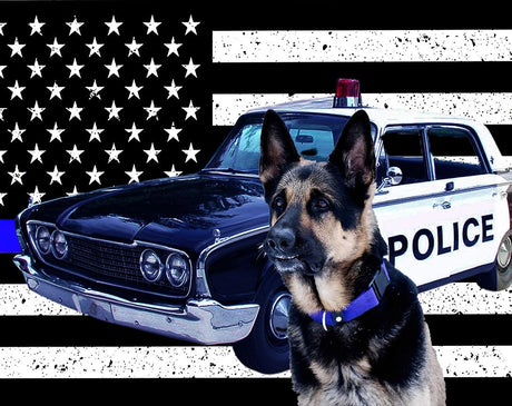 GUMRYSU Paint by Numbers Kit for Adults Beginners Flag Police Dog and Police car Acrylic Adult Paint by Number Kits on Canvas Digital Oil Number Painting Kits for Home Decor Gift 16"x20" GUMRYSU