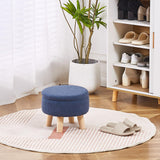 Wimarsbon Storage Ottoman, Modern Round Footrest with Soft Padded Seat, Teddy Velvet Footstool with Wood Legs, Accent Small Table or Plant Stand for Hallway, Living Room (Grey-Blue) Wimarsbon