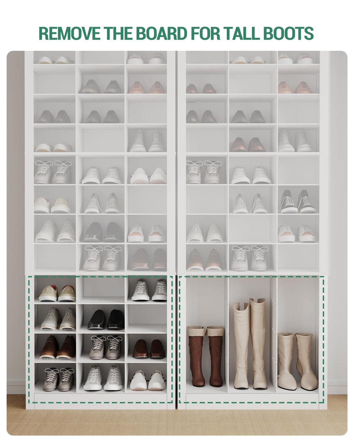 Hzuaneri Shoe Storage Cabinet, 36 Pairs Free Standing Closet Organizer, 8.8 inch Widened Cell Wood Shoe Organizer, 12 Tiers Vertical Space Saving Shoe Rack for Entryway, Bedroom, White SR20703X Hzuaneri