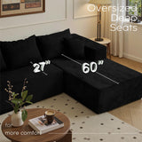 Black Cloud Couch Sectional Sofa in Box with L-Shape Chaise,Modern Modular Couches Upholstered with Deep Seat for Living Room,No Assembly Required SIMTONAL