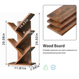 SHEEPAM 5 Tier Tree Book Shelf, Small Desktop Bookshelf with Storage Organizer, Wood Bookcase, Desk Display Bookshelves, Floor Standing Organizer Bookcases for Living Room,Bedroom,Office-Brown SHEEPAM