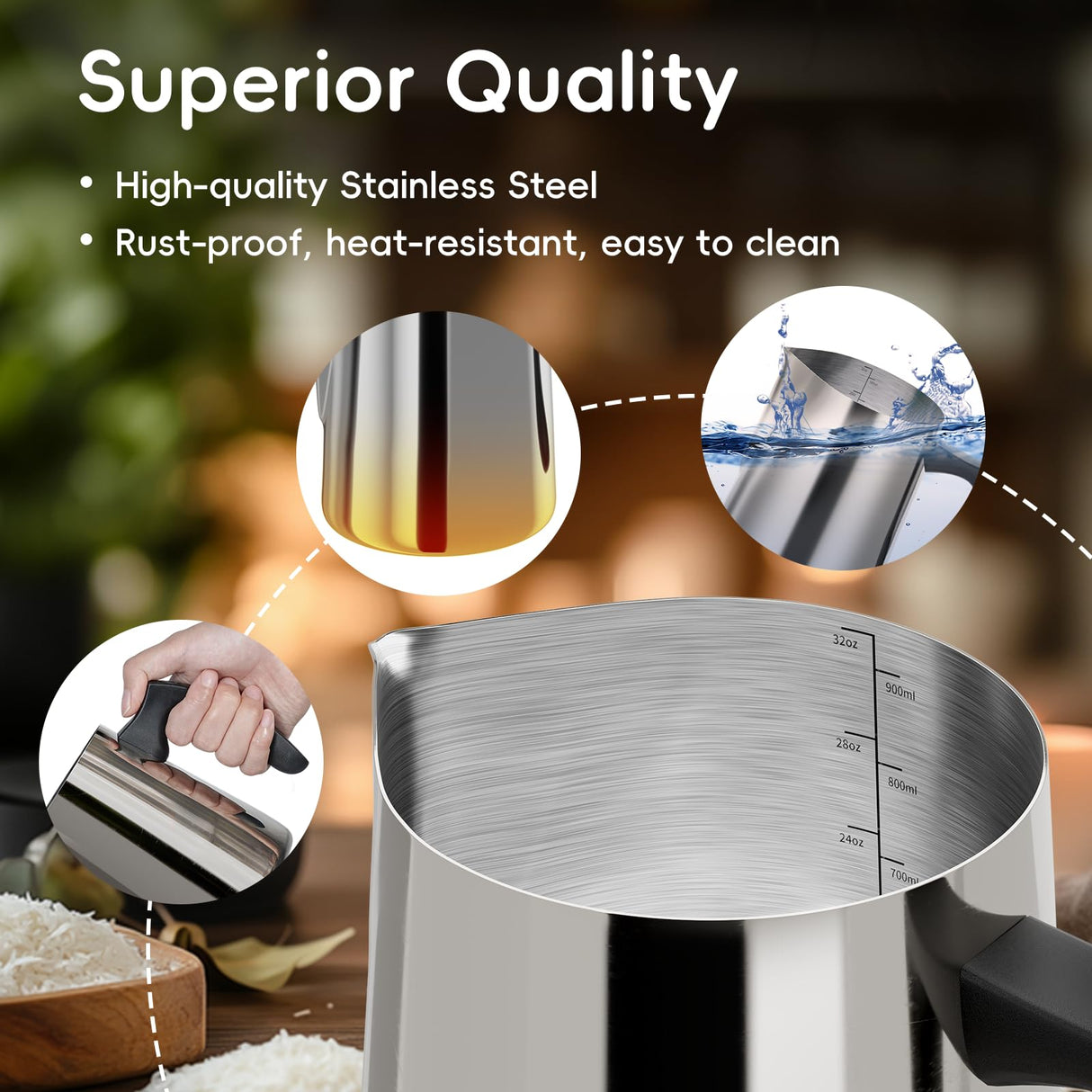 Zapstarz Candle Making Melting Pot Wax Pouring Pitcher, 32oz Stainless Steel Wax Melting Pitcher with Heat-Resistant Handle, Candle Making Pouring Pot Double Boiler Zapstarz