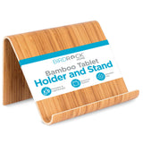 Sofia + Sam Bamboo Tablet Holder and Stand - Natural Wood - Adjustable Base for Surface, E-Readers, Smartphones - Kitchen Tabletop Organizer - Portable Stand for Books, Cookbooks, and Devices Sofia + Sam
