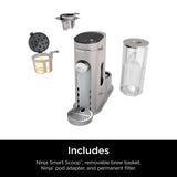 Ninja Pods & Grounds Single-Serve Coffee Maker, K-Cup Pod Compatible, Brews Grounds, Compact Design, 56-oz. Reservoir, 6-oz. Cup to 24-oz. Travel Mug Brew Sizes, Iced Coffee Maker, Stone, PB041ST Ninja