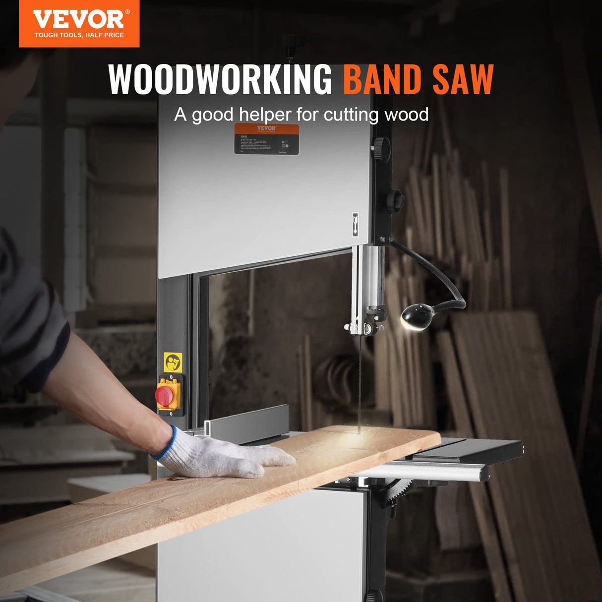 VEVOR Band Saw, 14-Inch, 480-960 RPM Continuously Viable Benchtop Bandsaw, 1100W 1-1/2HP Motor, with Optimized Work Light Workbench Stand Cabinet Assembly and Miter Gauge, for Woodworking Aluminum VEVOR