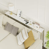 SONGXIN 70.9 Inch Console Table with Power Outlet,Modern Narrow Long Sofa Table Behind Couch,Skinny Entry Table with Gold Metal Frame for Entryway,Living Room, Hallway,Marble White SONGXIN