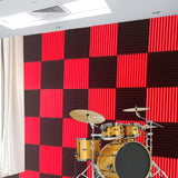 52 Pack Black red 1" x 12" x 12" Acoustic Wedge Studio Foam Sound Absorption Wall Panels XIN&LOG