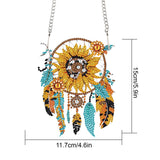 Sunflower Dream Catcher Diamond Painting Kit Ornament with Hanging Chain DIY Diamond Art Hanging Pendant Paint by Number Stained Glass Wall Art for Adults Home Wall Decor Gift AiYuanzsh