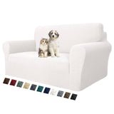 MAXIJIN Stretch Loveseat Sofa Slipcovers 1 Piece Love Seat Couch Covers for 2 Cushion Couch Non Slip Sofa Cover Washable Dog Cat Proof Furniture Protector Pet Friendly (Loveseat, White) MAXIJIN