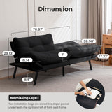 Miscoos Velvet Convertible Futon Sofa Bed, 71" Cozy Loveseat Sleeper, Comfy 7" Thick Cushion Lounge Sofa Compact 2-Seater Futon Couch for Small Space Living Room Bedroom Dorm Miscoos