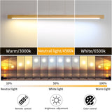 Wooden Linear Pendant Light, 47" Modern Chandeliers for Dining Room, Dimmable Pool Table Island Lights for Kitchen, LED Ceiling Pendant Lamp for Dining Room Billiard Room, Natural Ash Matven