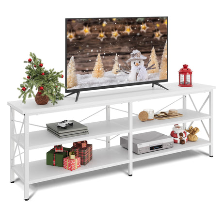 WLIVE TV Stand up to 70 Inch TV, 63" Entertainment Center, TV Media Console with 3-Tier Storage Shelves for Living Room and Bedroom, White WLIVE