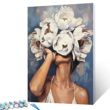 Tucocoo Female and Flower Painting by Numbers Modern Style Lady Head Flower Picture Acrylic Oil Painting Set Figure Lady Home Decor Paint by Numbers for Adults Beginner Without Frame-16''W x 20''H Tucocoo