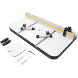 Fulton Deluxe 1 3/8 inch Thick Drill Press Table with Precision Tilt Capable Adjustable Fence System | 2 PVC Tipped Aluminum Hold Downs | Aluminum Flip Stop and Mounting Hardware Fulton