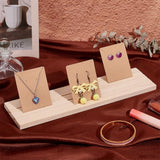 PH PandaHall 1 Pack Wooden Earring Holder, 3 Slot Earring Display Stand Wood Business Card Holder Ring Jewelry Organizer Tray for Tabletop Shows Earring Craft Showing Jewlry Display 11.8x3.05x0.41inch PH PandaHall