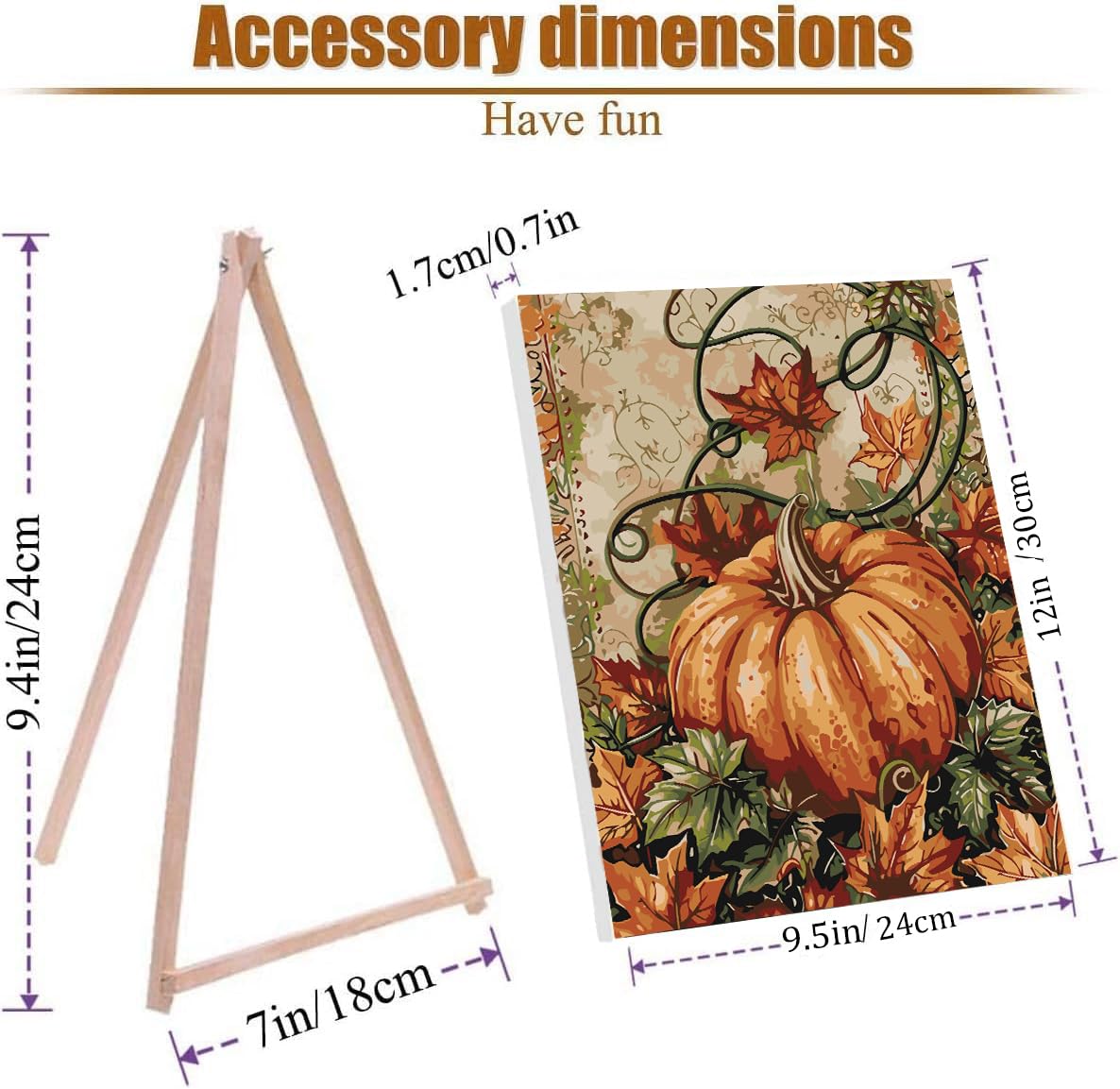 2 Pack Fall Pumpkin Paint by Numbers Kit for Adults Beginner with Frame,Thanksgiving Paint by Number with Wooden Easel DIY Adult Fallen Leaves Vines Book Paint by Number Kits for Home Decor 9x12 Inch VIGEGU
