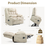 SINCRUMI 4-Motor Power Lift Chairs for Elderly with Heat & Massage, Infinite Position Adjustable Headrest, Lumbar and Footrest, Wide Seat Lay Flat Recliner with Hidden Cup Holders, Cream White SINCRUMI
