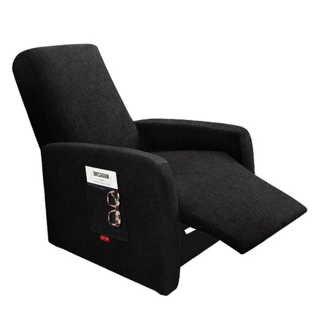 Jcones 3 Pieces Plush Fabric Extra Small Recliner Chair Covers Stretch Recliner Slipcover for Lazy Boy Wide Recliner Chair Washable (Black) Jcones