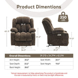 ABCASA Large Power Lift Chairs Recliners for Elderly with Heat ＆ Massage, Upgraded Chenille Recliners, USB-A ＆ C, Cup Holder, Side Pocket, Brown ABCASA