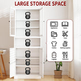 AQY Kitchen Pantry Cabinet,72" White Pantry Storage Cabinet with Adjustable Shelves and Glass Doors,Freestanding Cupboard,Metal Pantry Cabinets with Handle for Living Room Kitchen Assembly Required AQY