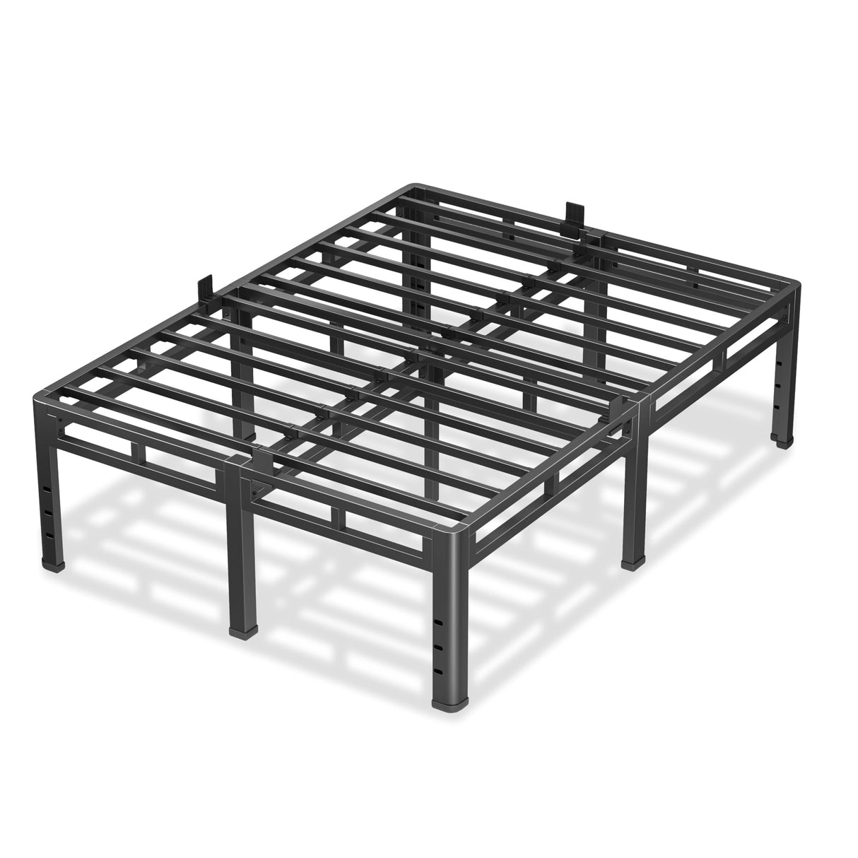 NKZ 24 Inch Queen Size Bed Frame, Metal Bed Frame & Box Spring 2 in 1 Platform with Round Corner Legs, 4000Lbs Heavy Duty Metal Frame, Mattress Slide Stopper, Headboard Hole, Noise-Free, Easy Assembly NKZ