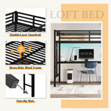 MAKIAAP Twin XL Size Metal Loft Bed with Desk & Ladder, LED Lights & Charging Station, Sturdy Noise-Free Frame for Kids, Teens & Adults, 350LBS, Space-Saving Design (Black, Twin XL) MAKIAAP