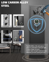 Gun Safe, 2 Rifle Gun Safe, Gun Safes for Home Rifle and Pistols, Quick Access Gun Cabinets with LED Light, Rifle Safe with Adjustable Gun Rack and Removable Shelf Riflewell