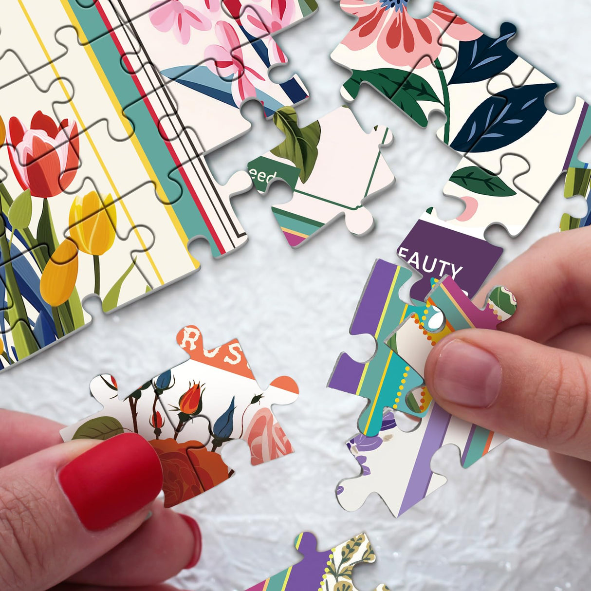 Flower Puzzles for Adults 1000 Piece, Vintage Collage Jigsaw Puzzles, Retro Houseplant Seed Puzzle for Stamp Lovers IdeaBazar