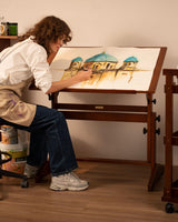 DJAR Adjustable Wooden Drafting Table, 35"x24" Walnut Drawing Desk for Art, Sketching, Painting & Writing DJAR