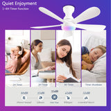 NKPU 36inch Ceiling Fans with Lights and Remote/App Control, Flush Mount Ceiling Fan with Reversible Dc Motor RGB Dimmable Light, Noiseless White Modern Small Ceiling Fan for Bedroom Indoor/Outdoor NKPU