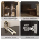 MEISSALIVVE Display Cabinet with Glass Doors, 3-Tier Display Case with 2 Drawers, 70.87''H Curio Cabinet with 7 Color Led Lights for Collectibles, High Gloss, Black MEISSALIVVE