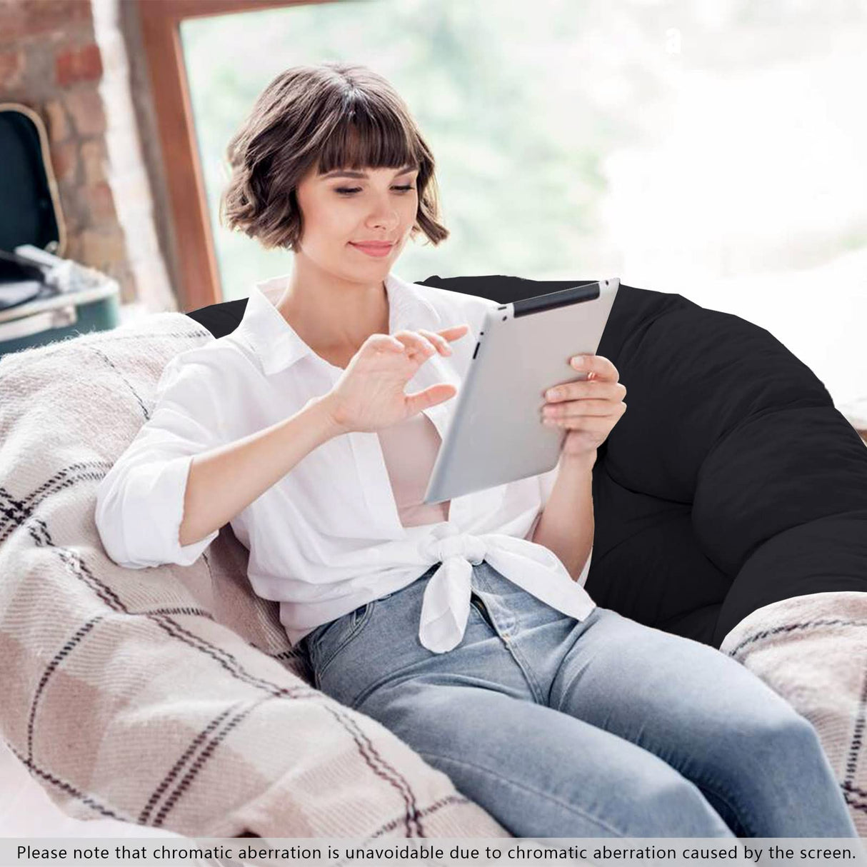 Bextile Papasan Chair Cushion Only, 52 in Cushion for Papasan, Round Leisure Papasan Seat Cushion (Black) Bextile