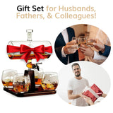 Whiskey Decanter Globe Set with 4 Etched Whiskey Glasses - for Liquor Scotch Bourbon Vodka, Gifts For Men - 1250ml Unique Ship Sails Set for Home Bar, Bourbon, Birthday Gift for Dad The Wine Savant