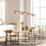 Glimchase 43.3" Linear Island Lights for Kitchen, 32W Wood Chandeliers for Dining Room, LED Rustic Dimmable Lighting Fixture for Farmhouse, 4-Light Pendant Lights for Kitchen Island Over Table Glimchase