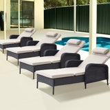 Belord Outdoor Chaise Lounge Patio Recliner - 75 Inch Adjustable Wicker Chaise Lounge with Soft Pillow Removable Cushions, All Weather Rattan Pool Lounge Chair for Poolside Deck Brown/Beige Belord