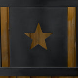 Outsunny 43 Gallon Outdoor Wooden Storage Bench with Backrest and Armrests, Black Star Motif Outsunny