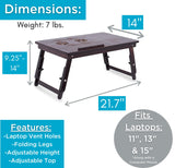 Sofia + Sam Multi Tasking Lap Desk with Venting for Computer Heat | Adjustable Legs and Pullout Drawer | Fits Laptops Up to 15" | Walnut | Laptop Bed Tray | Folding TV Tray Table Sofia + Sam