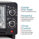 Elite Gourmet ETO490 9L/4 Slice Countertop Toaster Oven with 30-Minute Timer, Adjustable Temperature Control, Includes Baking Pan and Wire Rack, Bake, Broil, Toast, Black Elite Gourmet