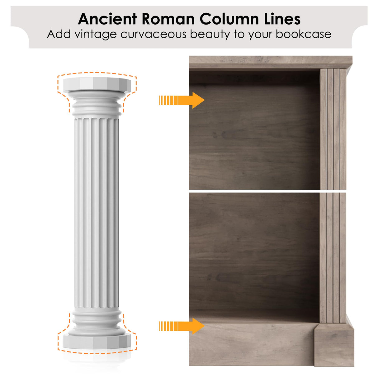 FACBOTALL 72" Farmhouse Bookshelf and Bookcase with Storage, Tall Bookshelf with Drawers, 5 Tier Book Shelf with Storage, Wood Display Shelves for Home Office, Study, Wash Gray FACBOTALL