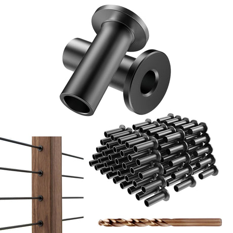 BLIKA 120 Pack Black Stainless Steel Protector Sleeves for 1/8" Deck Cable Railing, for Wood/Composite Posts, T316 Marine Grade, Black Cable Railing Protector Sleeves BLIKA