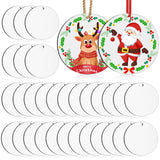 32 Pcs Sublimation Ornament Blanks, Round Christmas Personalized Sublimation Blanks Pendant for Christmas Party Favors, Christmas Decoration Supplies, DIY Handmade Crafts(2.75 inches) Ozera Kitchen